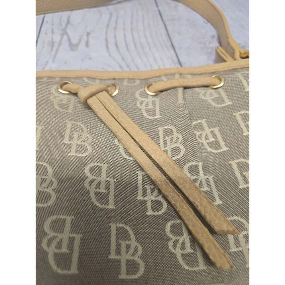 Vintage Dooney & Bourke 1975 Signature Monogram Purse – Gray/Blue Canvas
